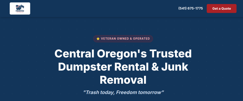 Freedom Trash and Haul website